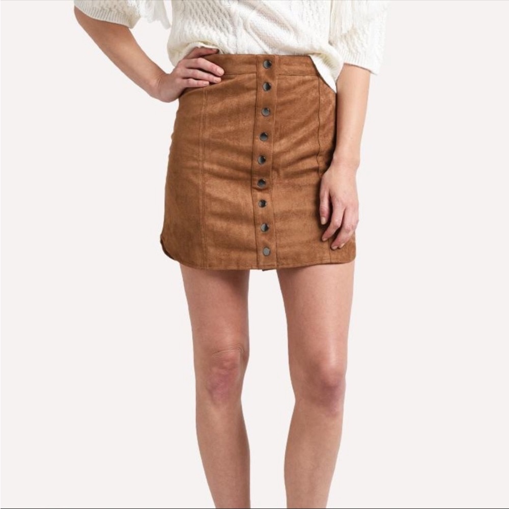 BB Dakota Suede Snap up Skirt